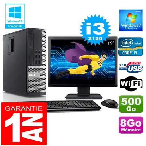PC de escritorio Dell 990 SFF - Intel Core i3-2120, 8GB RAM, 500GB HDD, WiFi, Windows 7 Pro