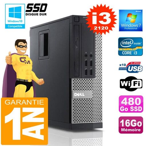 Ordenador de escritorio Dell 990 SFF - Intel Core i3-2120, 16 GB de RAM, 480 GB SSD, WiFi, Windows 7 Pro