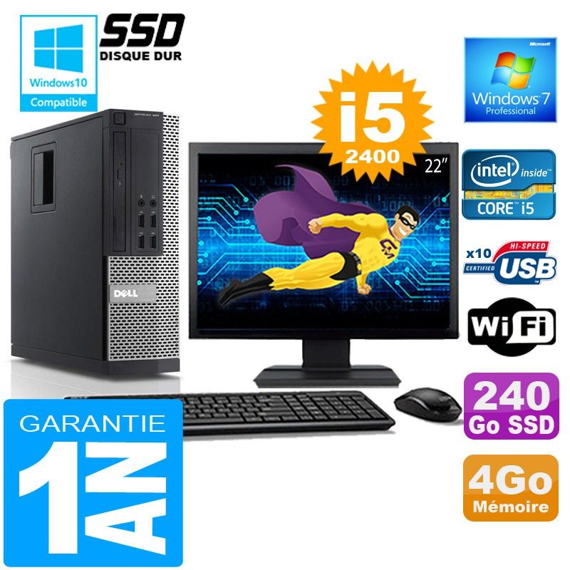 Dell 990 SFF Desktop - Core i5, 4GB RAM, 240GB SSD, WiFi, Windows 7 Pro