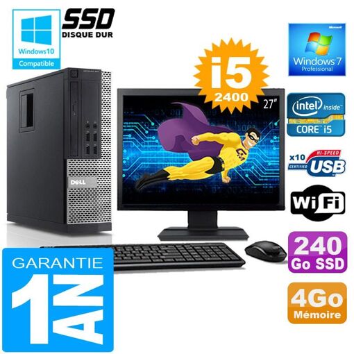 PC de escritorio Dell 990 SFF - Procesador Intel Core i5, 4GB de RAM, 240GB SSD, WiFi, Windows 7 Pro