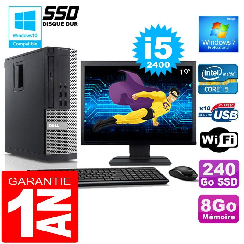 Dell 990 SFF Desktop - Core i5-2400, 8GB RAM, 240GB SSD, WiFi, Windows 7 Pro