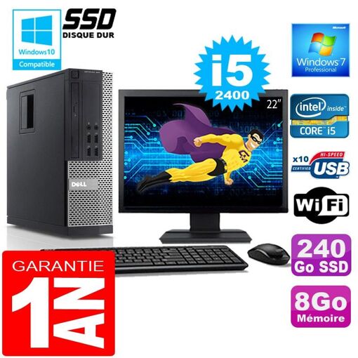 Computadora de escritorio Dell 990 SFF - Procesador i5, 8GB de RAM, 240GB SSD, WiFi, Windows 7 Pro