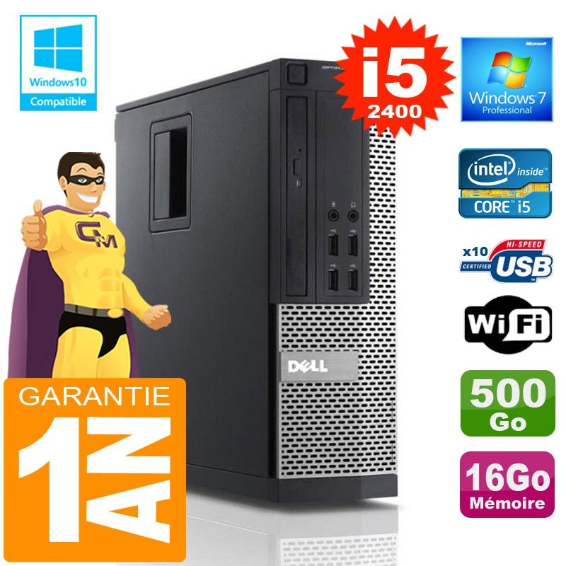 Dell 990 SFF Desktop - Core i5, 16GB RAM, 500GB SSD, WiFi, Windows 7 Pro
