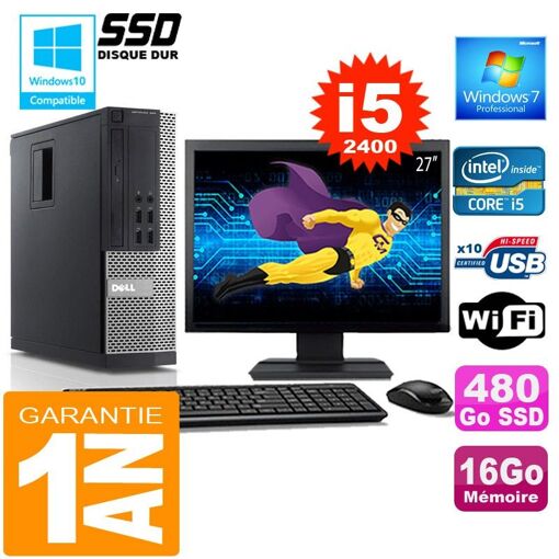 Ordenador de sobremesa Dell 990 SFF - Procesador Core i5, 16 GB de RAM, 480 GB SSD, WiFi, Windows 7 Pro