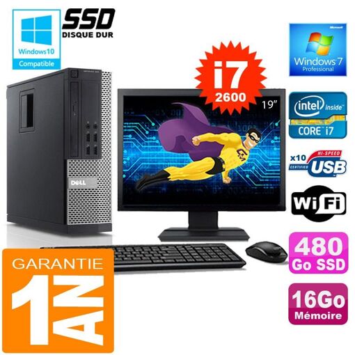 Computadora de escritorio Dell 990 SFF - Procesador Intel Core i7-2600, 16 GB de RAM, SSD de 480 GB, WiFi, Windows 7 Pro