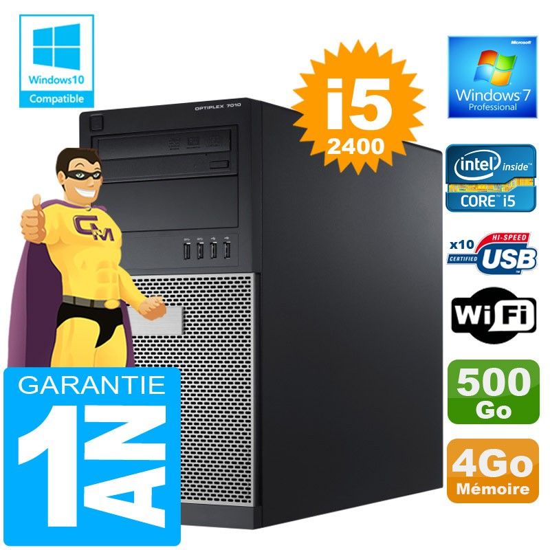 Dell 7010 MT (Tower) Intel Core i5-2400 3.1GHz Desktop PC - 4GB RAM, 500GB HDD, DVD Burner, WiFi, Windows 7 Pro