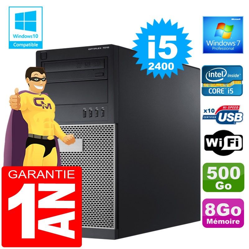 Dell 7010 MT Desktop PC - Core i5-2400, 8GB RAM, 500GB HDD, DVD Burner, Windows 7 Pro