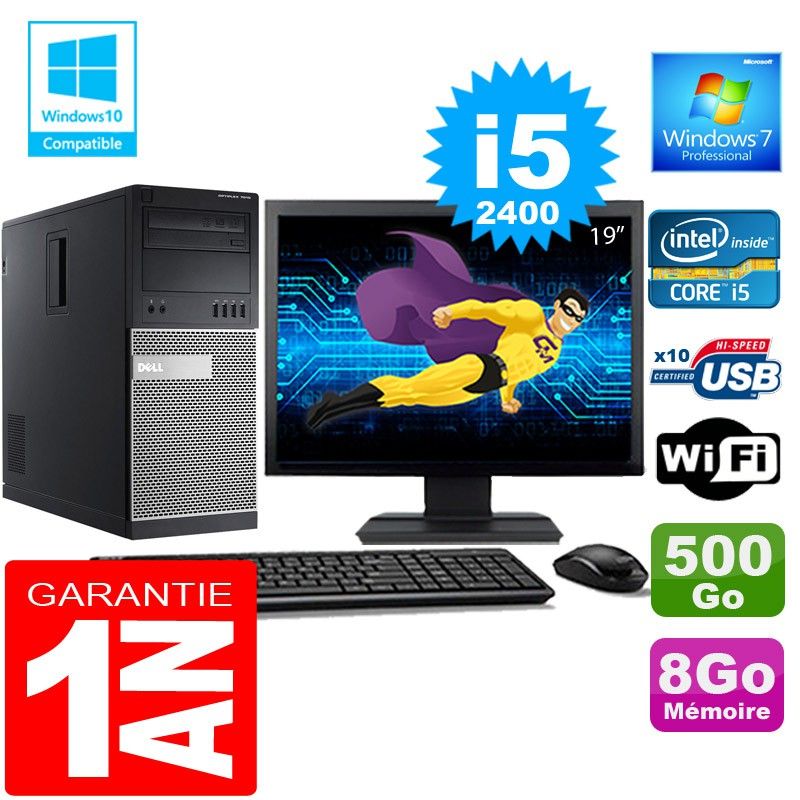 Dell 7010 MT Desktop - Core i5-2400, 8GB RAM, 500GB HDD, WiFi, Windows 7 Pro
