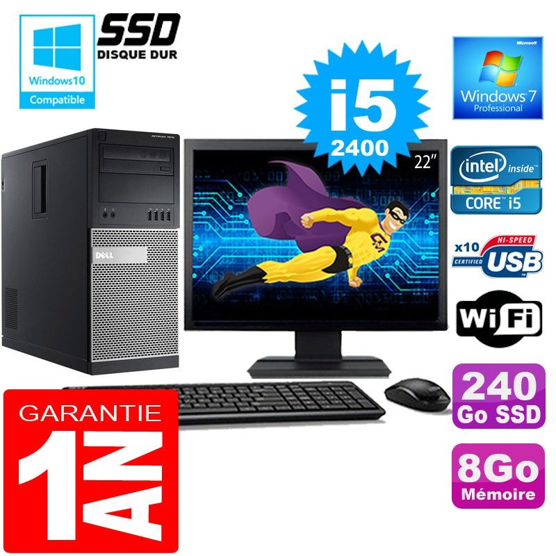 Dell 7010 Tower PC - Intel Core i5-2400, 8GB RAM, 240GB SSD, Windows 7 Pro