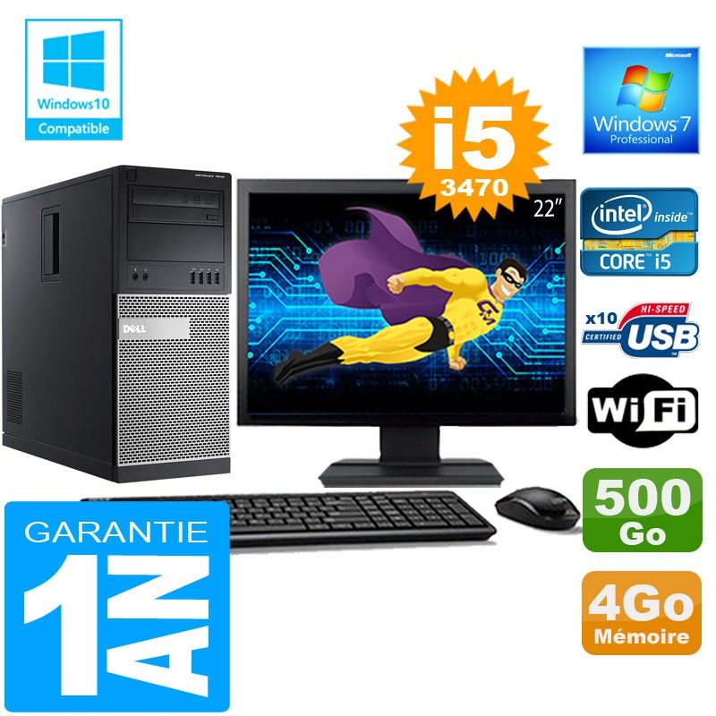 Dell 7010 MT Desktop - Core i5, 4GB RAM, 500GB HDD, WiFi, Windows 7 Pro