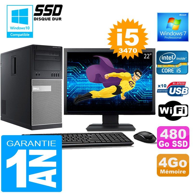 Dell 7010 All-in-One PC - Core i5, 4GB RAM, 480GB SSD, Windows 7 Pro