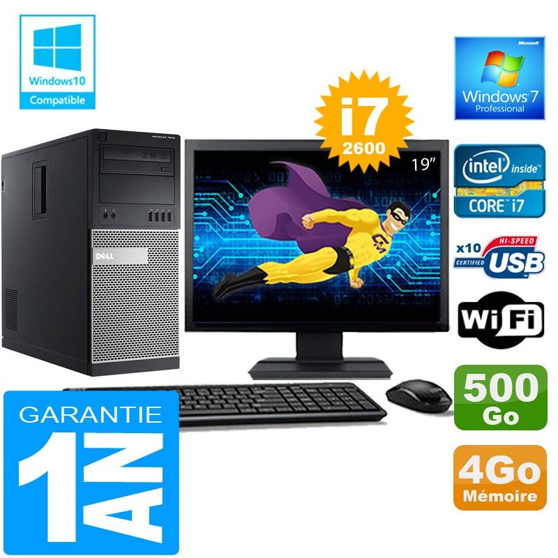 Dell 7010 MT Desktop PC - Core i7, 4GB RAM, 500GB HDD, WiFi, Windows 7 Pro