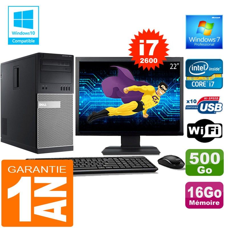 Dell 7010 MT (Tower) Core i7-2600, 16GB RAM, 500GB HDD, Wi-Fi, Windows 7 Pro