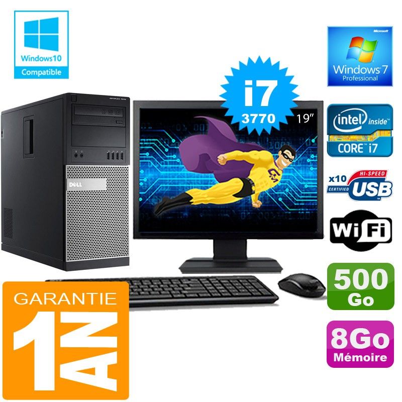 Dell 7010 MT Desktop PC - Core i7-3770, 8GB RAM, 500GB HDD, WiFi, Windows 7 Pro