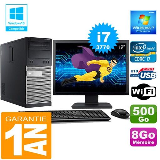Dell 7010 MT Desktop PC - Core i7-3770, 8GB RAM, 500GB HDD, WiFi, Windows 7 Pro