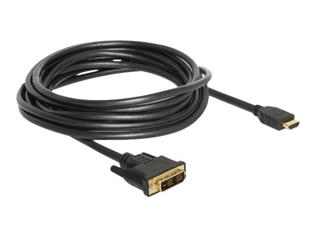 Delock Adapter Cable - DVI-D Male to HDMI Male - 5m - Triple Shielding - Black