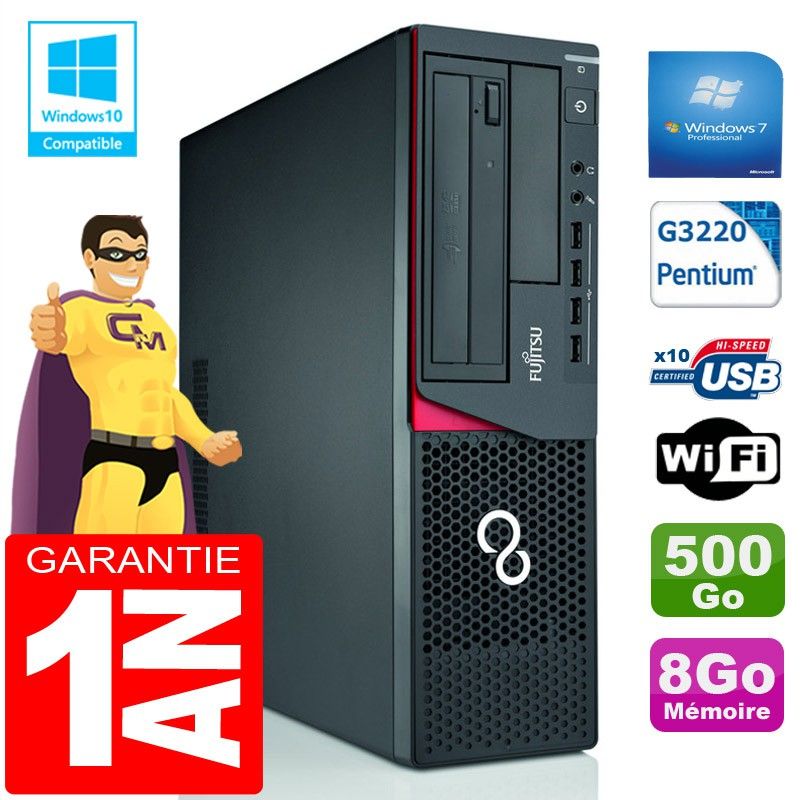 Fujitsu Esprimo E720 E85+ SFF PC - Intel Pentium G3220, 8GB RAM, 500GB HDD, WiFi, Windows 7 Pro