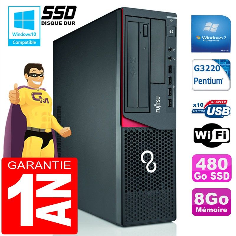 Fujitsu Esprimo E720 E85+ SFF PC - 8GB RAM, 480GB SSD, WiFi, Windows 7 Pro