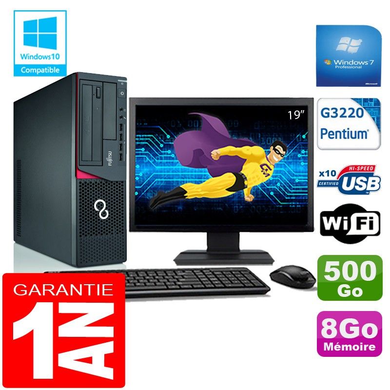 Fujitsu Esprimo E720 E85+ SFF Computer - 8GB RAM, 500GB HDD, Intel Pentium G3220, WiFi, Windows 7 Pro
