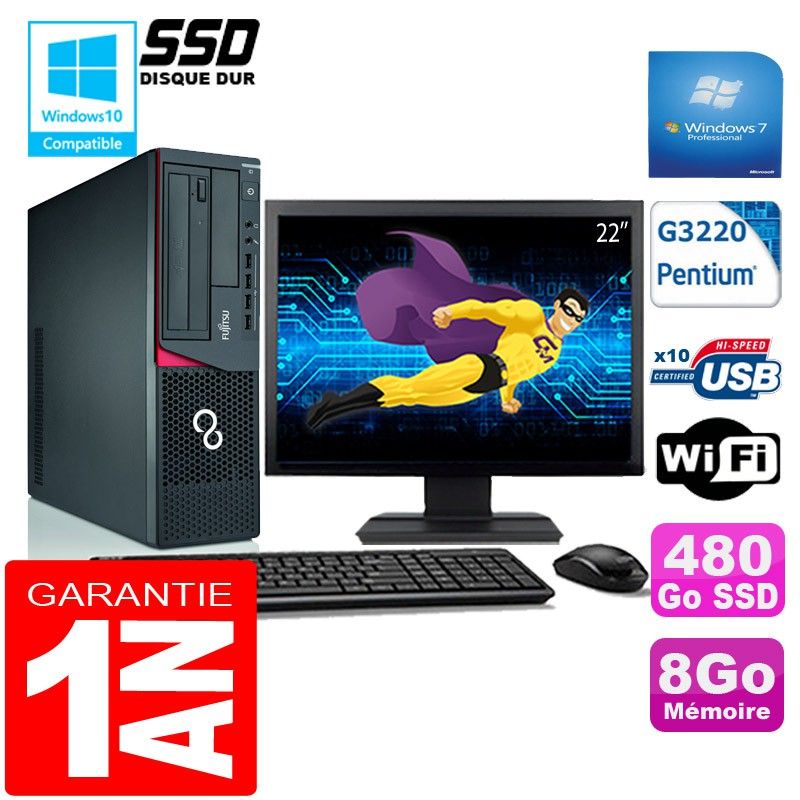 Fujitsu Esprimo E720 E85+ SFF Desktop PC - Intel Core i3-4160, 8GB RAM, 480GB SSD, Windows 7 Pro