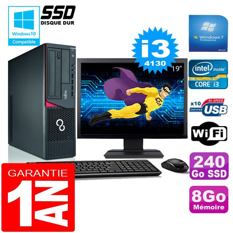 Fujitsu Esprimo E720 E85+ SFF PC - Intel Core i3-4130, 8GB RAM, 240GB SSD, WiFi, Windows 7 Pro