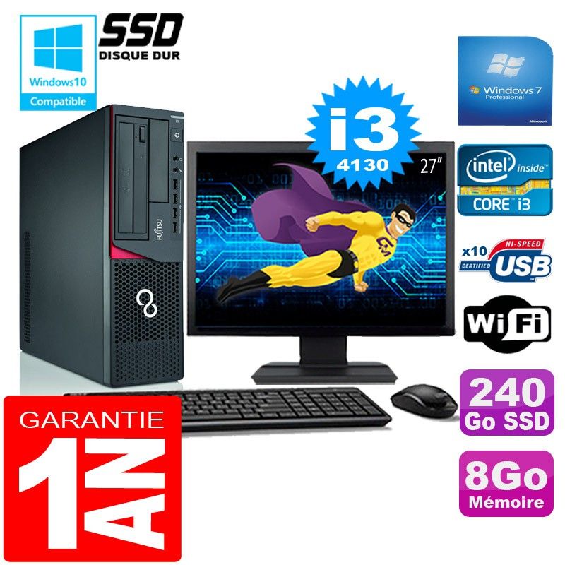Fujitsu Esprimo E720 E85+ SFF Desktop PC - Intel Core i3-4130, 8GB RAM, 240GB SSD, WiFi, Windows 7 Pro