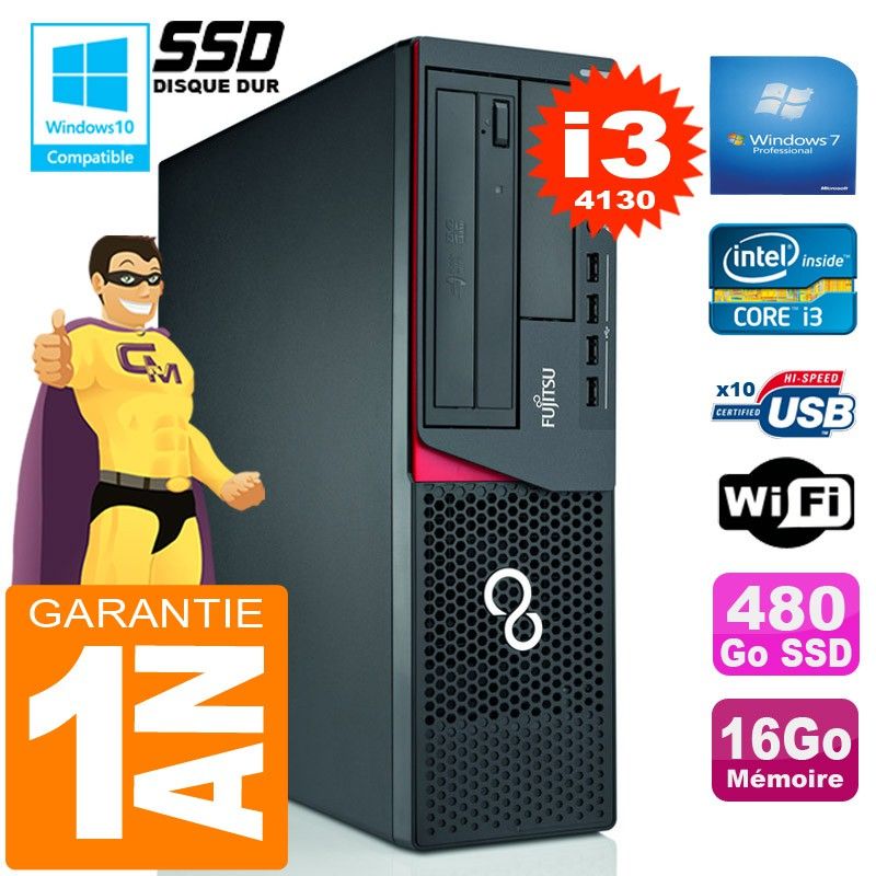 Fujitsu Esprimo E720 E85+ SFF Core i3-4130 16GB RAM 480GB SSD Wifi Windows 7
