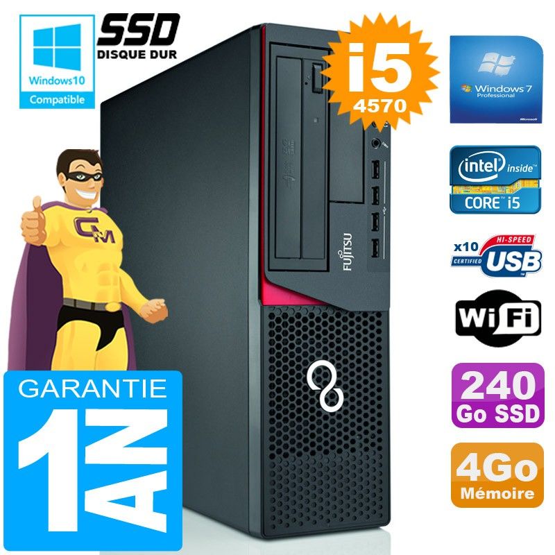 Fujitsu Esprimo E720 E85+ SFF, Intel® Core i5-4570, 4 Go RAM, 240 Go SSD, Wi-Fi, Windows 7