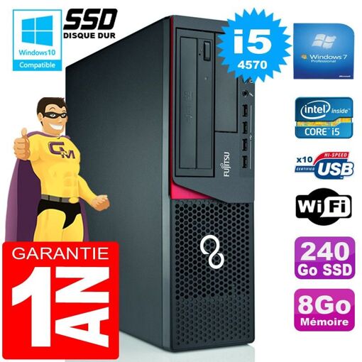 Fujitsu Esprimo E720 E85+ SFF con procesador Intel Core i5-4570, 8GB RAM, 240GB SSD, Wi-Fi y Windows 7