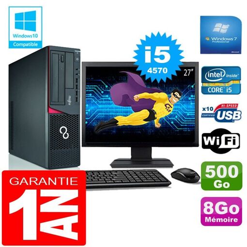 Fujitsu Esprimo E720 E85+ SFF Intel® Core™ i5-4570 8 Go 500 Go Wi-Fi Windows 7 Écran 27"