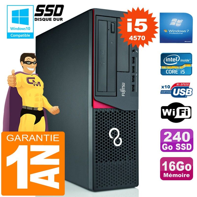 Fujitsu Esprimo E720 E85+ SFF Intel Core i5-4570 16GB 240GB SSD WiFi Windows 7
