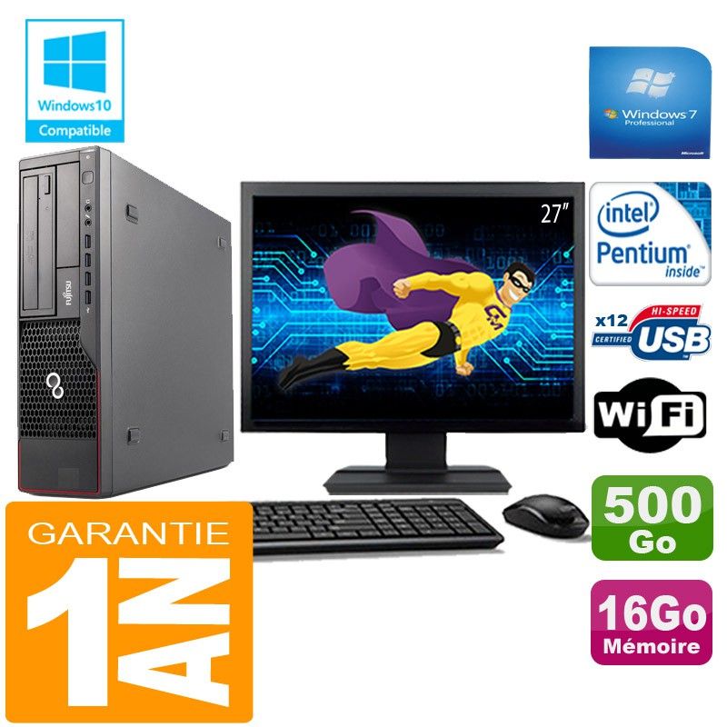 Fujitsu Esprimo E700 E90+ SFF Desktop Computer - Intel Core i5-2400, 16GB RAM, 500GB HDD, WiFi, Windows 7 Pro