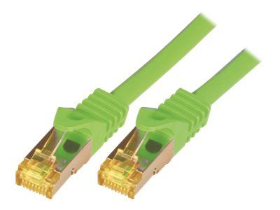 M-Cab RAW Network Cable - 25cm, CAT7, SFTP, PiMF, Halogen Free, Molded, Hookless - Green