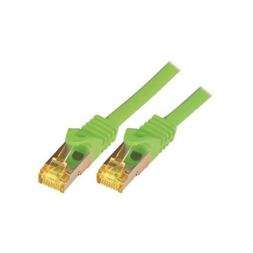 Cable de red M-Cab RAW - 25 cm, CAT7, SFTP, PiMF, sin halógeno, moldeado, sin gancho - Verde