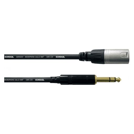 Câble audio Cordial Intro CFM MV - 0,22 mm² - XLR mâle à jack stéréo mâle - 3 m - Noir