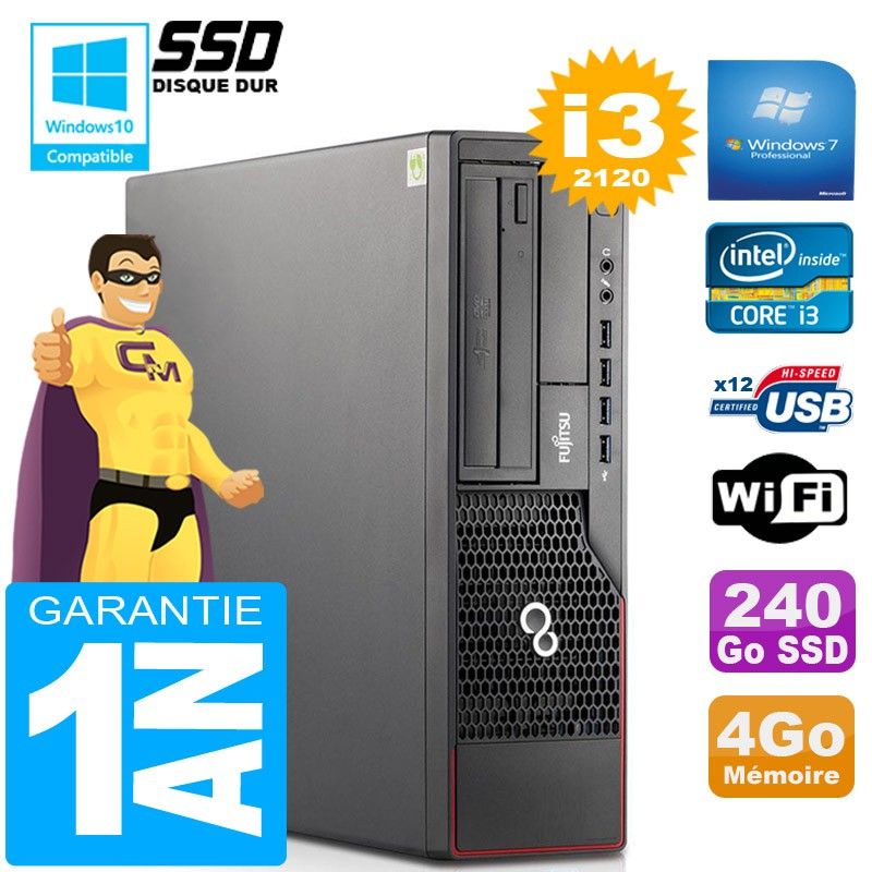 Fujitsu Esprimo E700 E90+ SFF Core i3-2120 4GB RAM 240GB SSD Wifi Windows 7