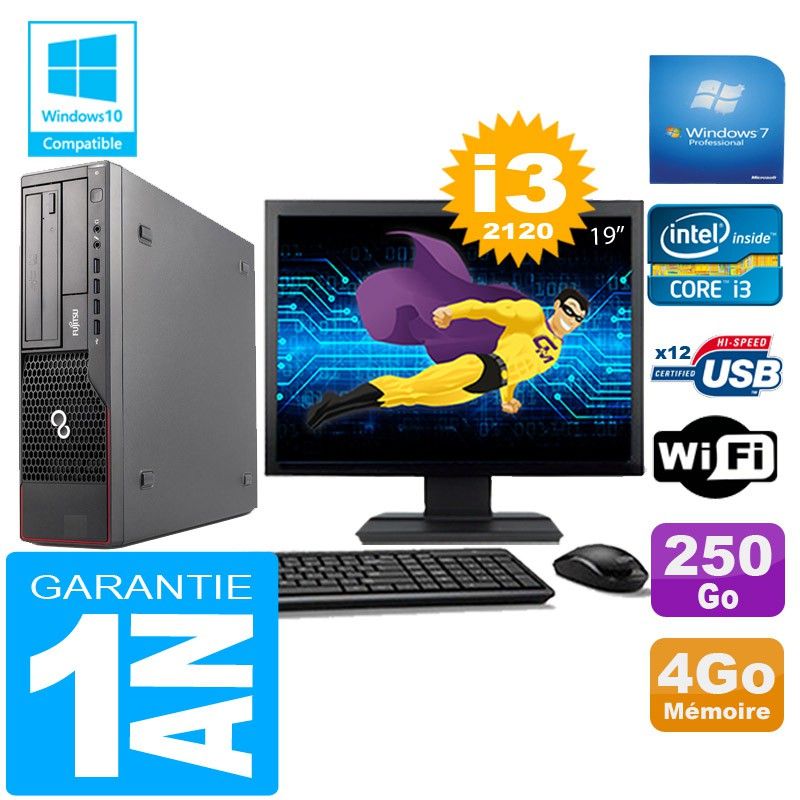 Fujitsu Esprimo E700 E90+ SFF Core i3-2120 4GB 250GB WiFi Windows 7 19" Screen