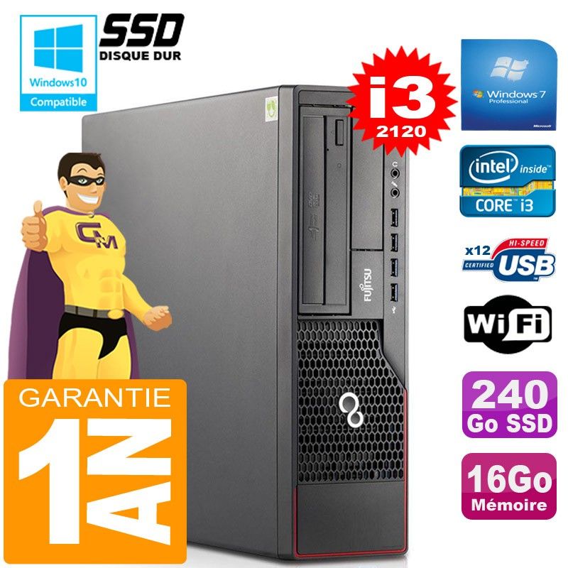 Fujitsu Esprimo E700 E90+ SFF Core i3-2120 16GB RAM 240GB SSD WiFi Windows 7