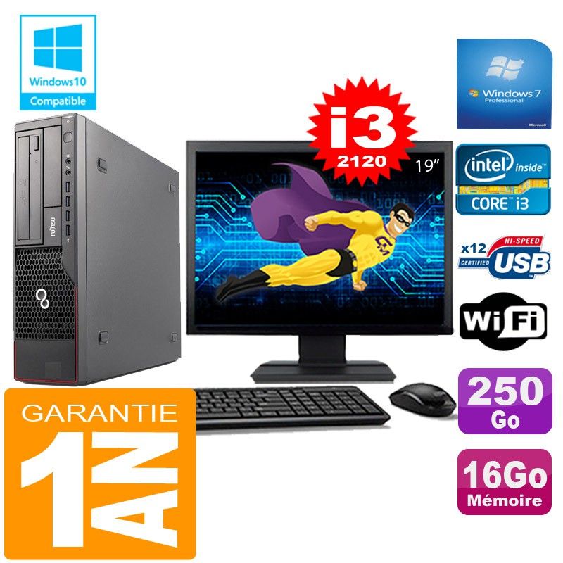 Fujitsu Esprimo E700 E90+ SFF I3-2120 16GB 250GB WiFi Windows 7 19" Screen