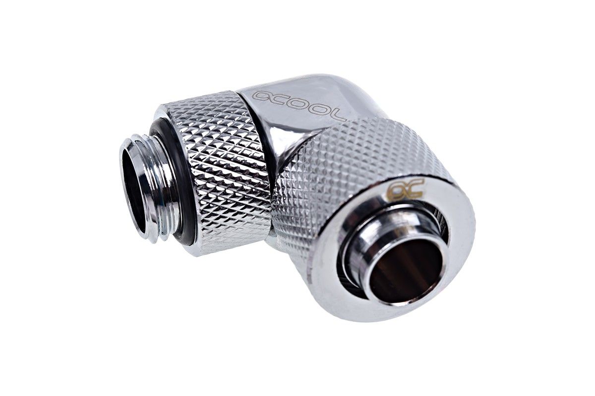 Alphacool Eiszapfen 13/10mm Compression Fitting, 90° Turn G1/4 - Chrome