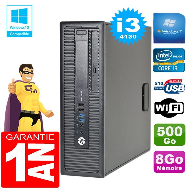 HP EliteDesk 800 G1 SFF Core i3-4130 8GB 500GB DVD Writer WiFi Windows 7