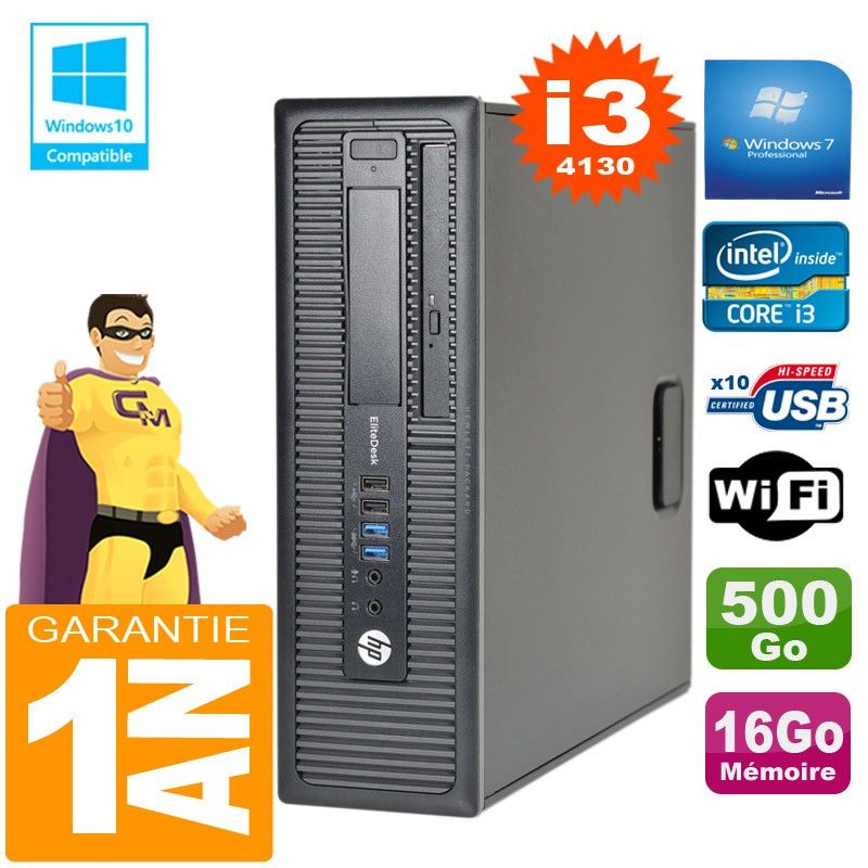 HP EliteDesk 800 G1 SFF Core i3-4130 16GB 500GB DVD Burner WiFi Windows 7