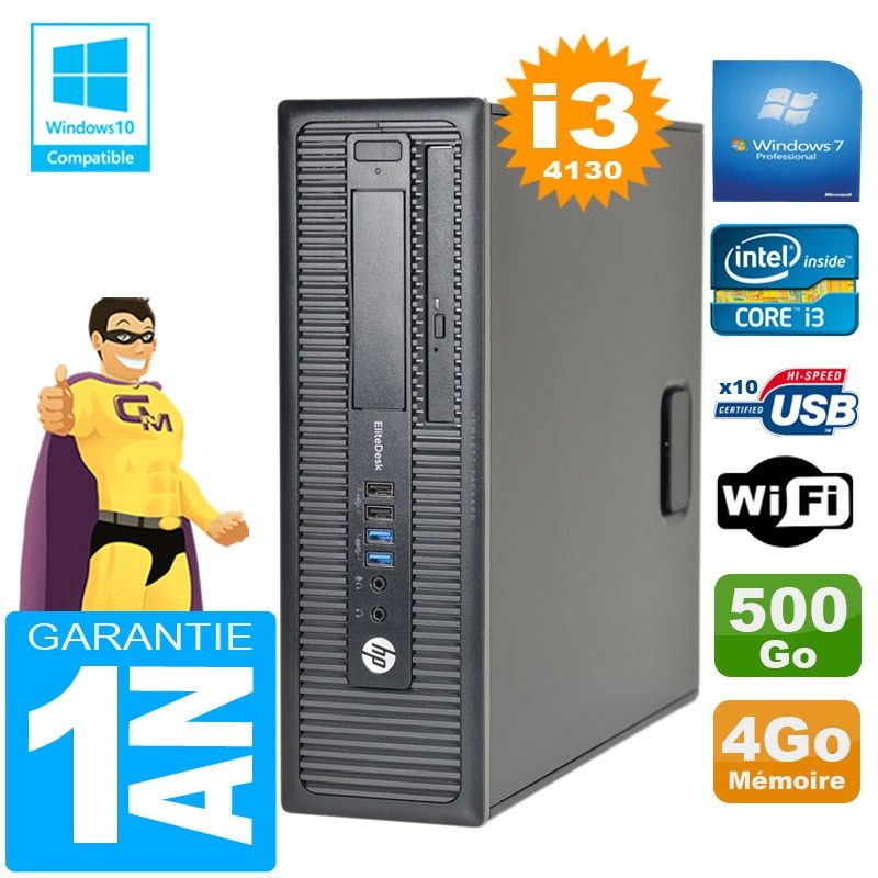 HP EliteDesk 800 G1 SFF Core i3-4130 4GB 500GB DVD Writer WiFi Windows 7