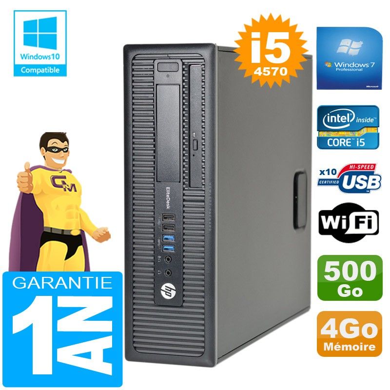 HP EliteDesk 800 G1 SFF Core i5-4570 4GB 500GB DVD Writer WiFi Windows 7