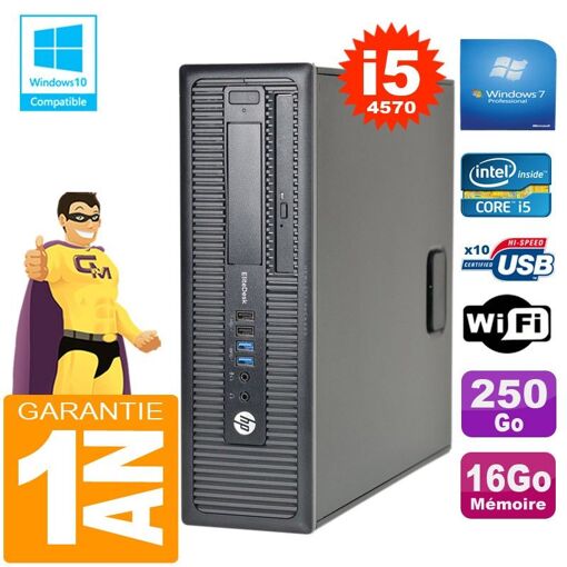 HP EliteDesk 800 G1 SFF Core i5-4570 16GB 250GB DVD Burner WiFi Windows 7