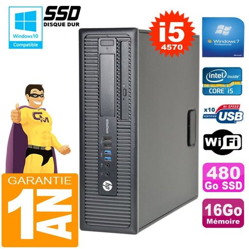 HP EliteDesk 800 G1 SFF Core i5-4570 16GB 480GB SSD DVD Burner WiFi Windows 7