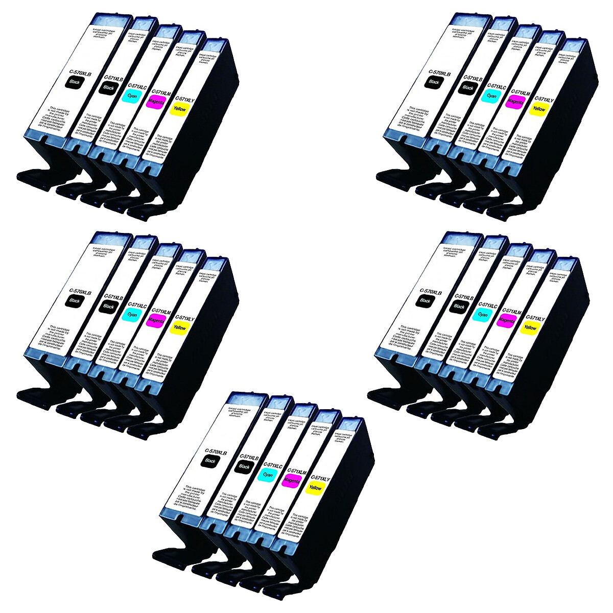 Megapack compatible Canon PGI-570XL/CLI-571XL (10x noir, 5x cyan, 5x magenta, 5x jaune)