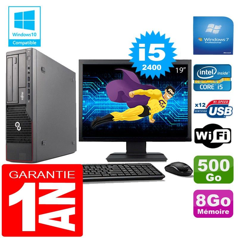 Fujitsu Esprimo E700 E90+ SFF Core i5-2400 8GB 500GB WiFi Windows 7 Pro 19" Screen