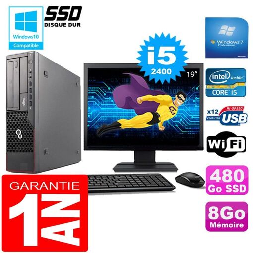 Fujitsu Esprimo E700 E90+ SFF Desktop - Intel Core i5-2400, 8GB RAM, 480GB SSD, WiFi, Windows 7 Pro