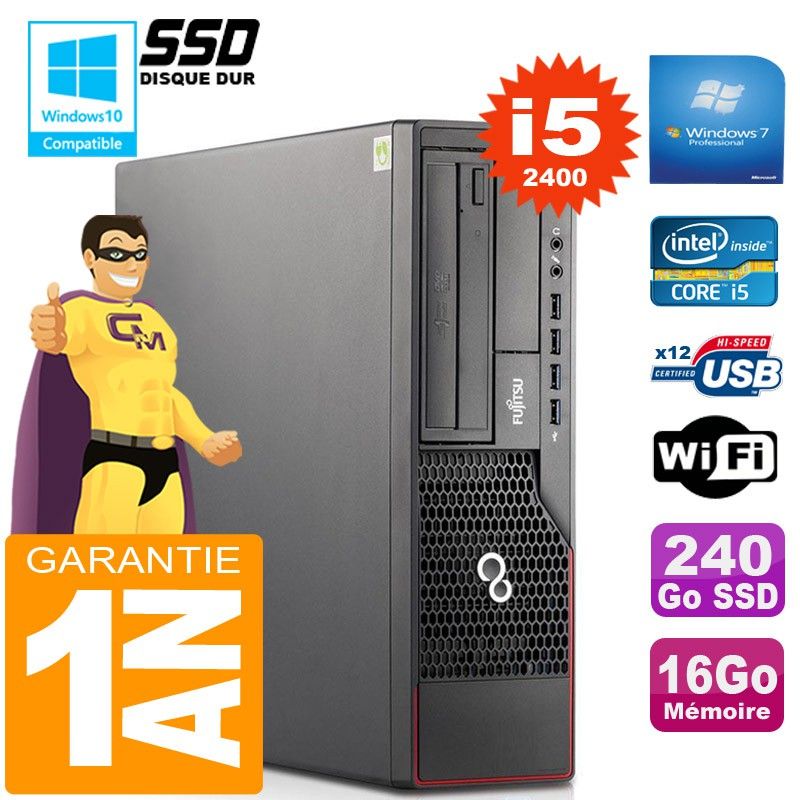 Fujitsu Esprimo E700 E90+ SFF Core i5-2400 16GB RAM 240GB SSD Wifi Windows 7